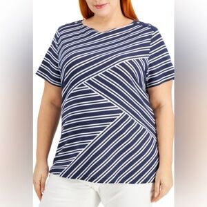 Karen Scott Stripe Boatneck Tee Size 4X